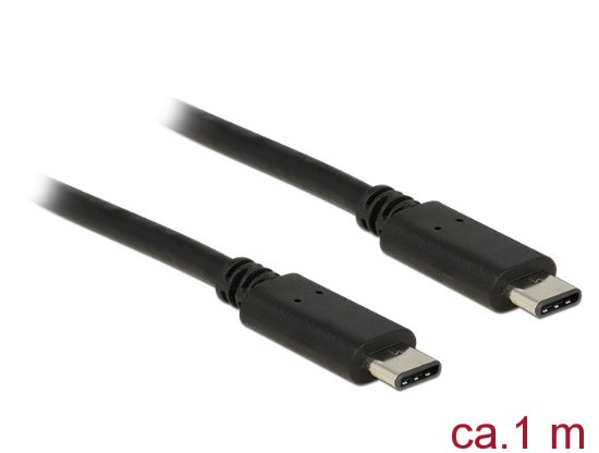 Kabel DELOCK, USB-C 2.0 (M) na USB-C (M), 1m, crni