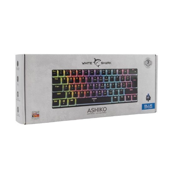 Tipkovnica WHITE SHARK GK-2202 Ashiko, RGB, plavi switch, mehanička, UK/HR, crna, USB