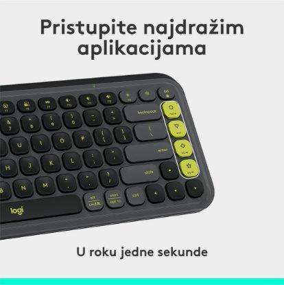Tipkovnica LOGITECH POP Icon Keys, bežična, US Layout, BT, sivo-zelena