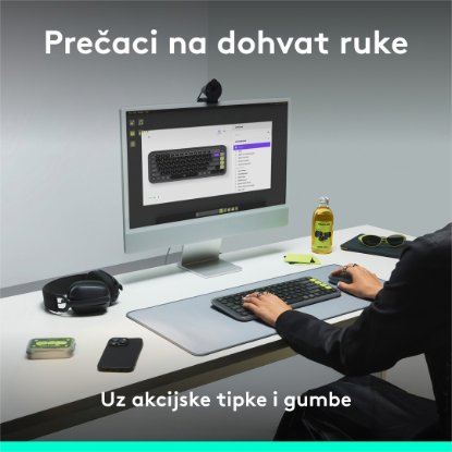 Tipkovnica + miš LOGITECH POP Icon Combo, bežična, US Layout, BT, rozo-bijela