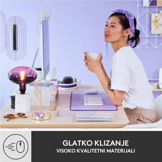 Podloga za miš, LOGITECH Desk Mat Studio, soft, ljubičasta