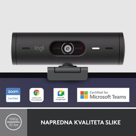 Web kamera LOGITECH Brio 500, crna