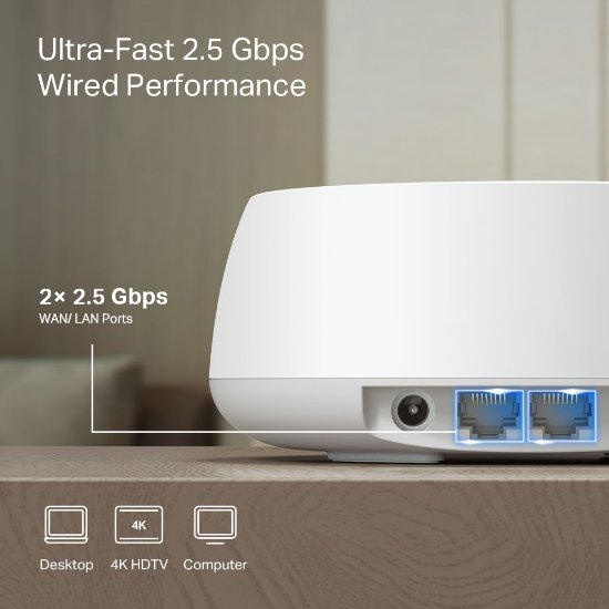 Router TP-LINK Deco BE25, BE3600, Whole Home Mesh Wi-Fi 7, Dual Band 2.4GHz/5GHz, 2×LAN, 2 komada