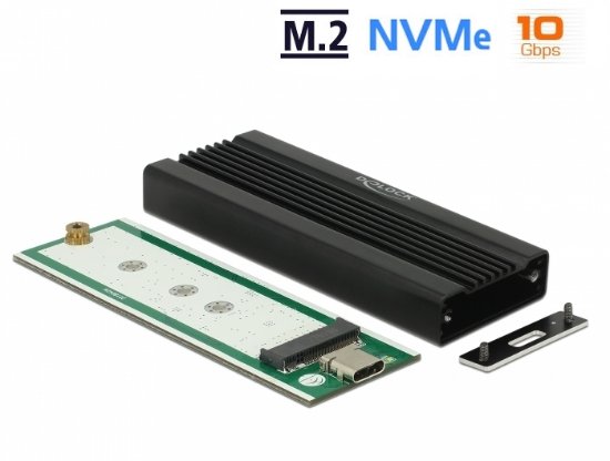 Eksterno kućište DELOCK, aluminijsko kućište, crno, M.2 NVMe PCIe - USB-C