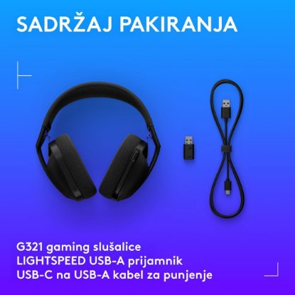 Slušalice LOGITECH Gaming G321, bežične, BT, USB, crne