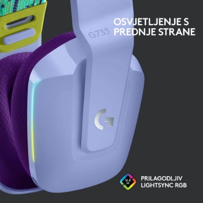 Slušalice LOGITECH Gaming G733 Lightspeed, RGB, bežične, lilac