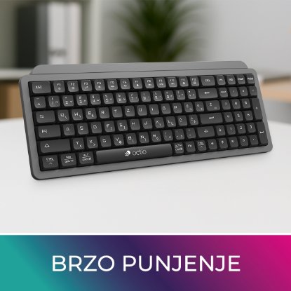Tipkovnica OCTIO Pro K350W, bežična, crno-siva