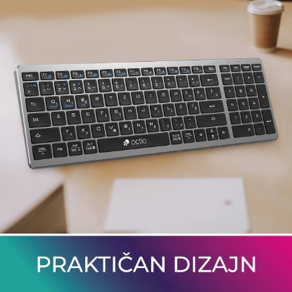 Tipkovnica OCTIO Style K290WBT, bežična, BT, crna