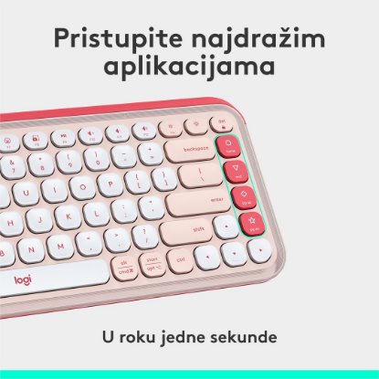 Tipkovnica LOGITECH POP Icon Keys, bežična, US Layout, BT, rozo-bijela