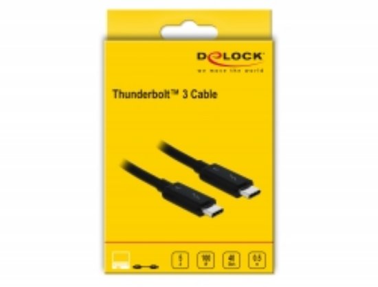 Kabel DELOCK, Thunderbolt 3, USB-C (M) na USB-C (M), 0.5m, crni