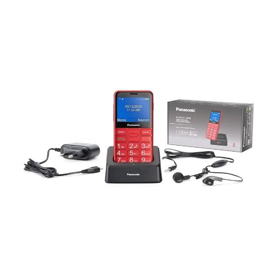Klasični mobitel PANASONIC KX-TU155 EXRN, senior, crveni + punjač baza