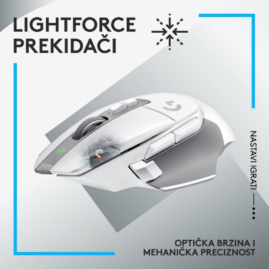 Miš LOGITECH Gaming G502 X Lightspeed, optički, 25000dpi, bežični, bijeli, USB