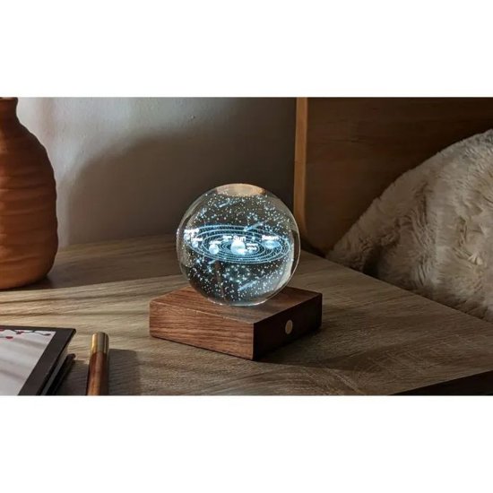 Noćna svjetiljka GINGKO Amber Crystal Light, 3D laserski Solarni Sustav