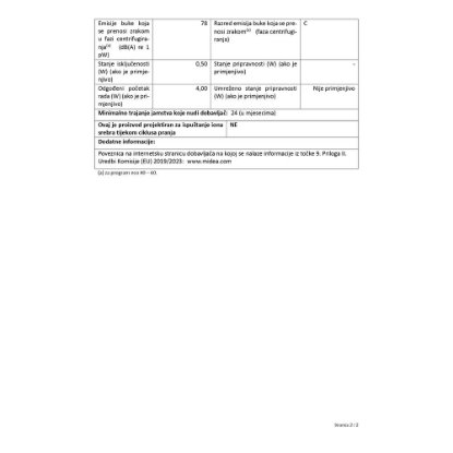 Perilica rublja MIDEA MF100T70B/W-HR, gornje punjenje, 7 kg, 1200 o/min, energetski razred A, bijela