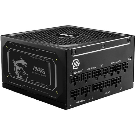 Napajanje 1000W, MSI MAG A1000GL PCIE5 II, ATX v3.1, 135mm vent, modularno, 80+ Gold