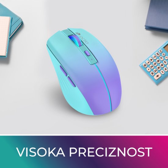 Miš OCTIO Style M310WBT, RGB, optički, bežični, BT,1600dpi, plavi