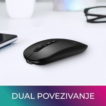 Miš OCTIO Smart M250WBT, optički, bežični, BT,1600dpi, crni