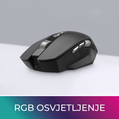 Miš OCTIO Ergo M350WBT, RGB, optički, bežični, BT, 4800dpi, crni