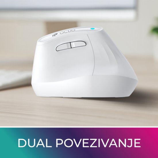 Miš OCTIO Ergo V100WBT, optički, bežični, BT,4000dpi, bijeli