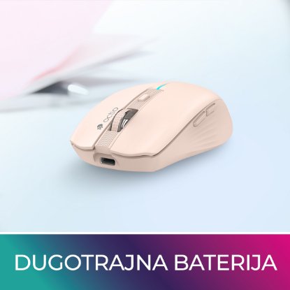 Miš OCTIO Style M310WBT, RGB, optički, bežični, BT,1600dpi, rozi