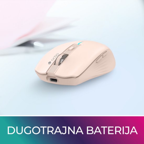 Miš OCTIO Style M310WBT, RGB, optički, bežični, BT,1600dpi, rozi
