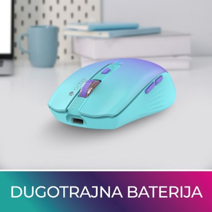 Miš OCTIO Style M310WBT, RGB, optički, bežični, BT,1600dpi, plavi