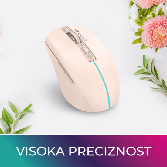 Miš OCTIO Style M310WBT, RGB, optički, bežični, BT,1600dpi, rozi