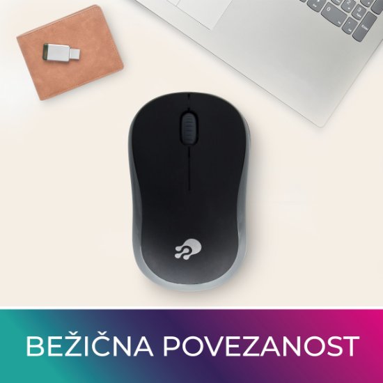 Miš OCTIO M200W, bežični, crno-sivi