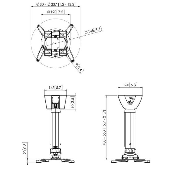 Nosač stropni za projektor VOGEL'S PPC 1540W, bijeli