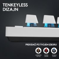 Tipkovnica LOGITECH G Pro X TKL LIGHTSPEED, mehanička, bežična, RGB, bijela