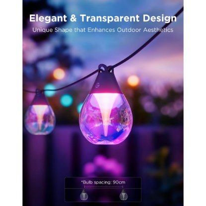 Nizna svjetla GOVEE RGBICW Outdoor String Lights, 14,63M