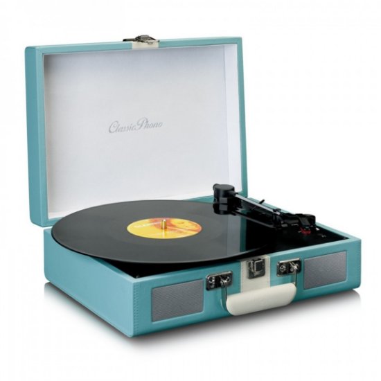 Gramofon LENCO TT-110, sa zvučnicima, BT, retro, plavi