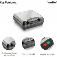 Aparat za vafle VONSHEF 2013307, 1100 W, za 4 kom, inox