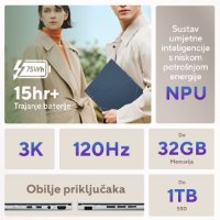 Laptop ASUS Zenbook UX3405CA-PZ067X / Core Ultra 9 285H, 32GB, 1TB SSD, Intel HD Graphics, 14" 2,8K 120Hz OLED, Windows 11 Pro, srebrni