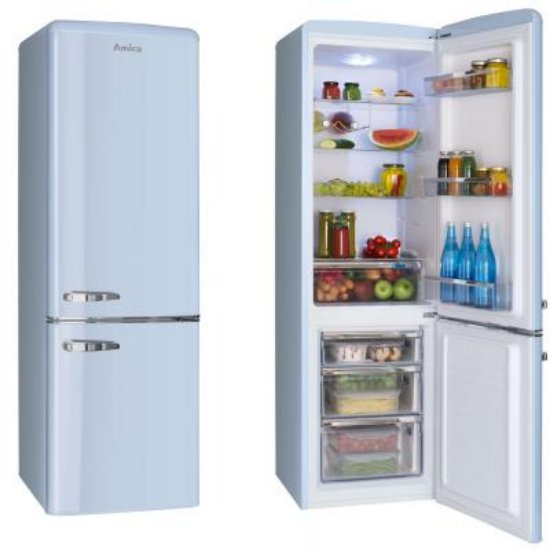 Hladnjak AMICA FK2965.3LAA, kombinirani, 181 cm, No frost, 181/63 l, SoftClose, energetski razred E, plavi