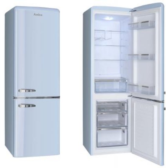 Hladnjak AMICA FK2965.3LAA, kombinirani, 181 cm, No frost, 181/63 l, SoftClose, energetski razred E, plavi