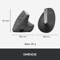 Miš LOGITECH MX Vertical Advanced Ergonomic, optički, bežični, USB, crni