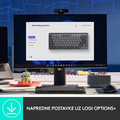 Tipkovnica LOGITECH MX Mechanical Mini Tactile Quiet, bežična, BT, crna