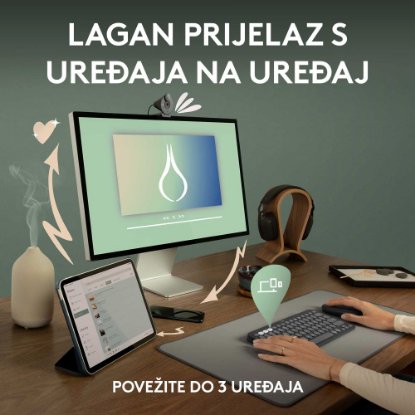 Tipkovnica + miš LOGITECH Pebble 2 Combo, bežična, bijela