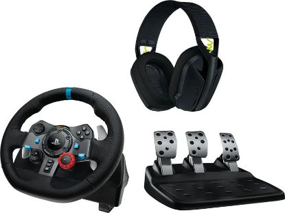 Volan LOGITECH G29 Driving Force Racing Wheel, Gaming, PC/PS3/PS4/PS5, USB + Slušalice LOGITECH Gaming G435 Lightspeed, USB-C, bežične, BT, crne