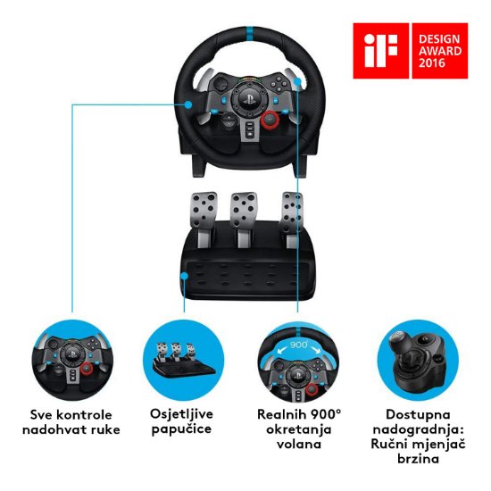 Volan LOGITECH G29 Driving Force Racing Wheel, Gaming, PC/PS3/PS4/PS5, USB