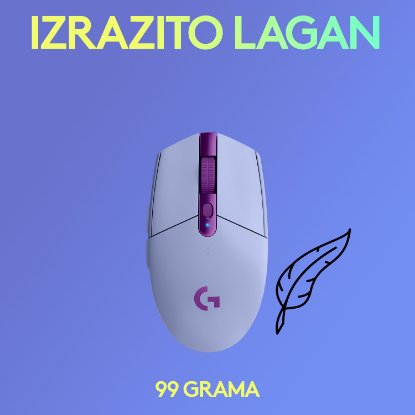 Miš LOGITECH Gaming G305 Lightspeed, bežični, optički, 12000dpi, lilac, USB