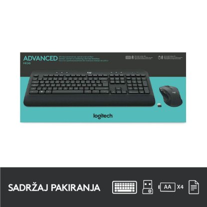 Tipkovnica + miš LOGITECH MK545 Advanced Combo, bežična, crna, Unifying receiver USB