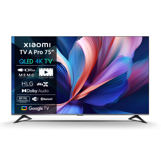 QLED TV 75" XIAOMI A Pro 75, Smart TV, 4K UHD, USB, LAN, Wi-Fi, BT, sivi - energetski razred F