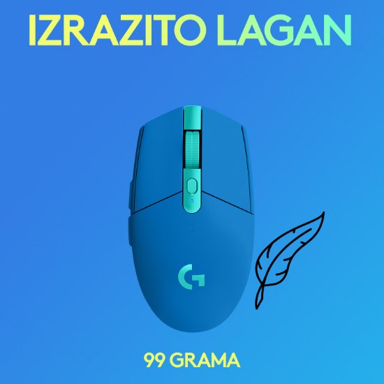 Miš LOGITECH Gaming G305 Lightspeed, bežični, optički, 12000dpi, plavi, USB