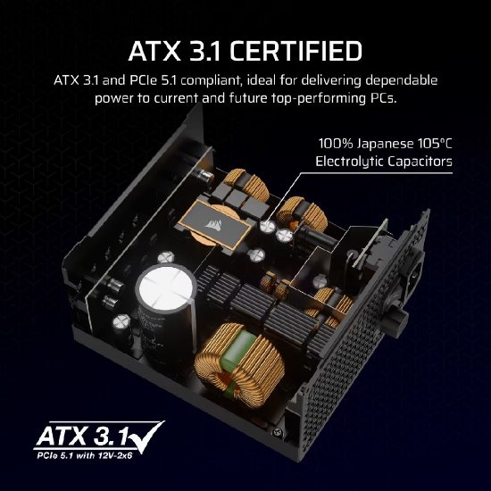 Napajanje 750W, CORSAIR RM750x, CP-9020285-EU, ATX 3.1, 135mm vent., 80+ Gold, modularno