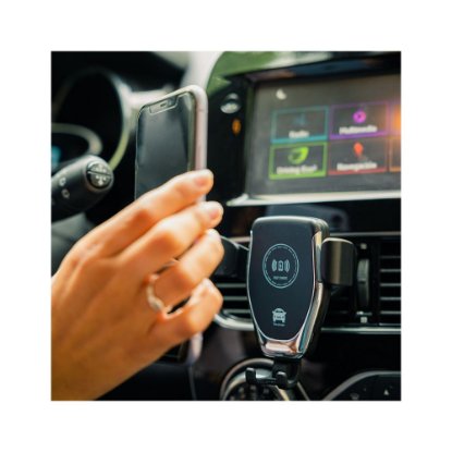 Držač za smartphone KSIX, za ventilaciju, QI bežično punjenje 15 W, crni