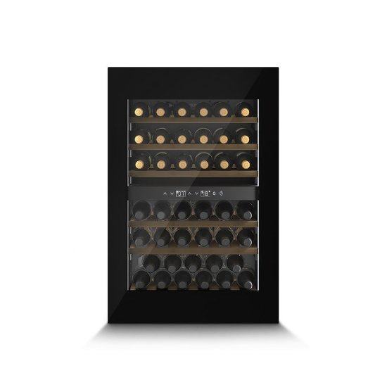 Ugradbeni hladnjak za vino CASO DESIGN WineDeluxe WD 41, za 41 bocu, 2 temperaturne zone, energetski razred F, crni