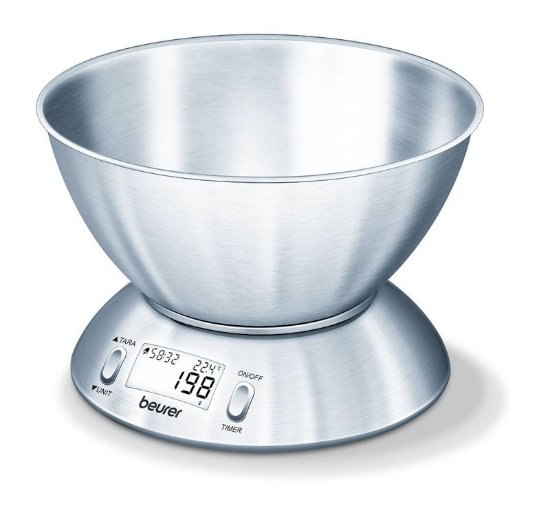 Kuhinjska vaga BEURER KS 54, digitalna, posuda, 5 kg, srebrna