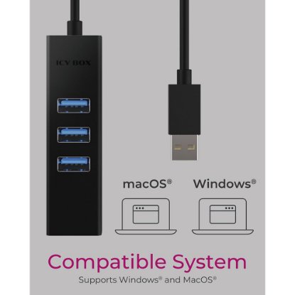 USB HUB ICY BOX IB-HUB1419-LAN, USB-A/C na 3x USB-A 3.0, G-LAN